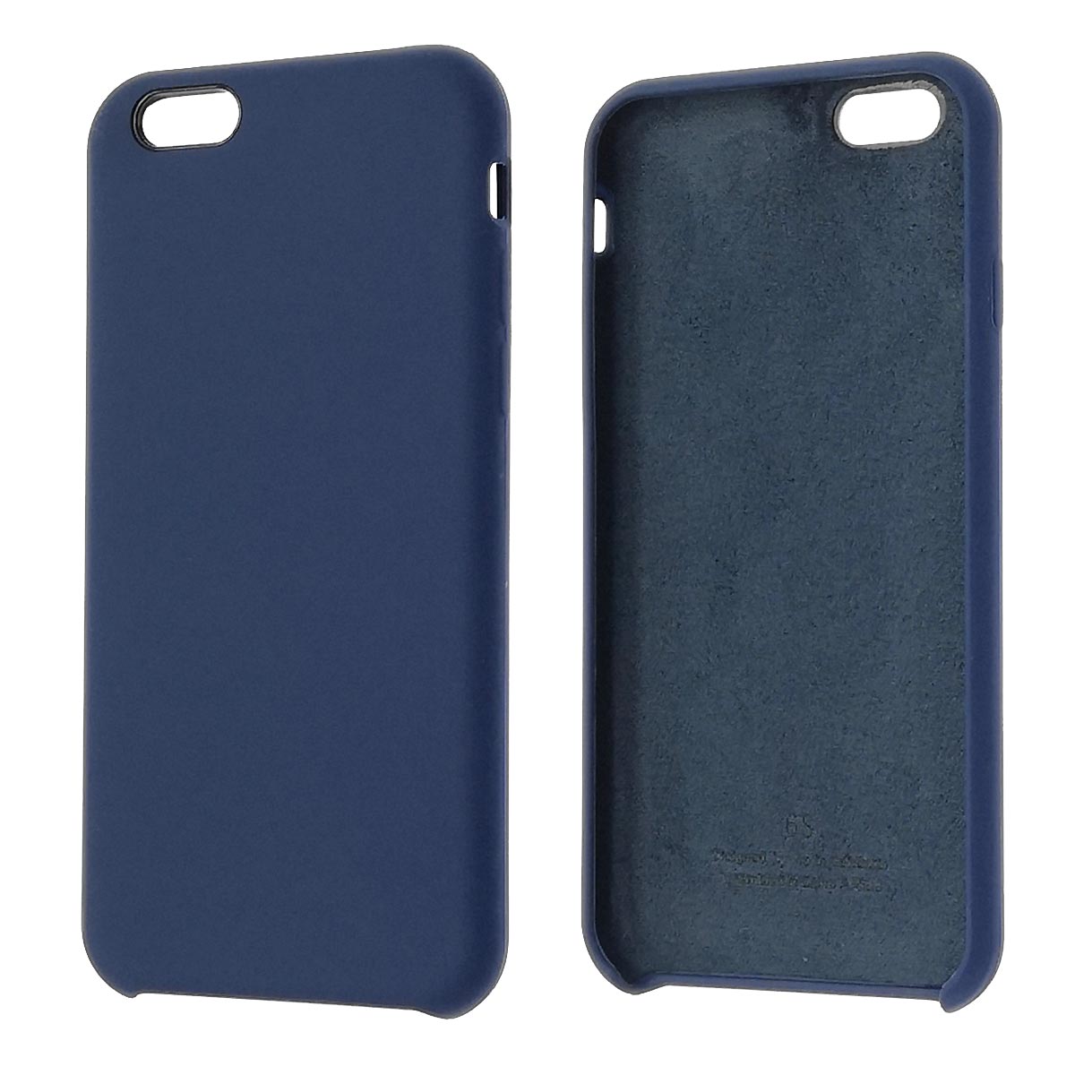 Чехол накладка Silicon Case для APPLE iPhone 6, 6G, 6S, силикон, бархат, цвет черно синий