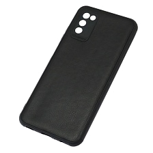 Чехол накладка для SAMSUNG Galaxy A03s (SM-A037F) 164мм, силикон, текстура кожи, цвет черный Чехол накладка для SAMSUNG Galaxy A03s (SM-A037F) 164мм, силикон, текстура кожи, цвет черный