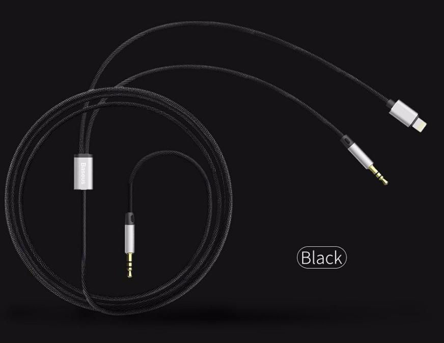 Кабель аудио AUX Baseus L33 Apple папа + 3.5mm на 3.5mm AUX цвет чёрный.