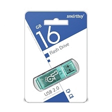 Флешка USB 16GB Smart Buy Glossy, цвет зеленый.