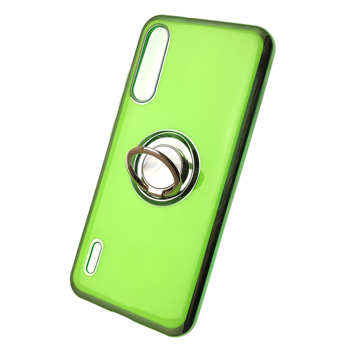 Чехол накладка для XIAOMI Mi A3, Mi CC9E, силикон, кольцо держатель, цвет зеленый.