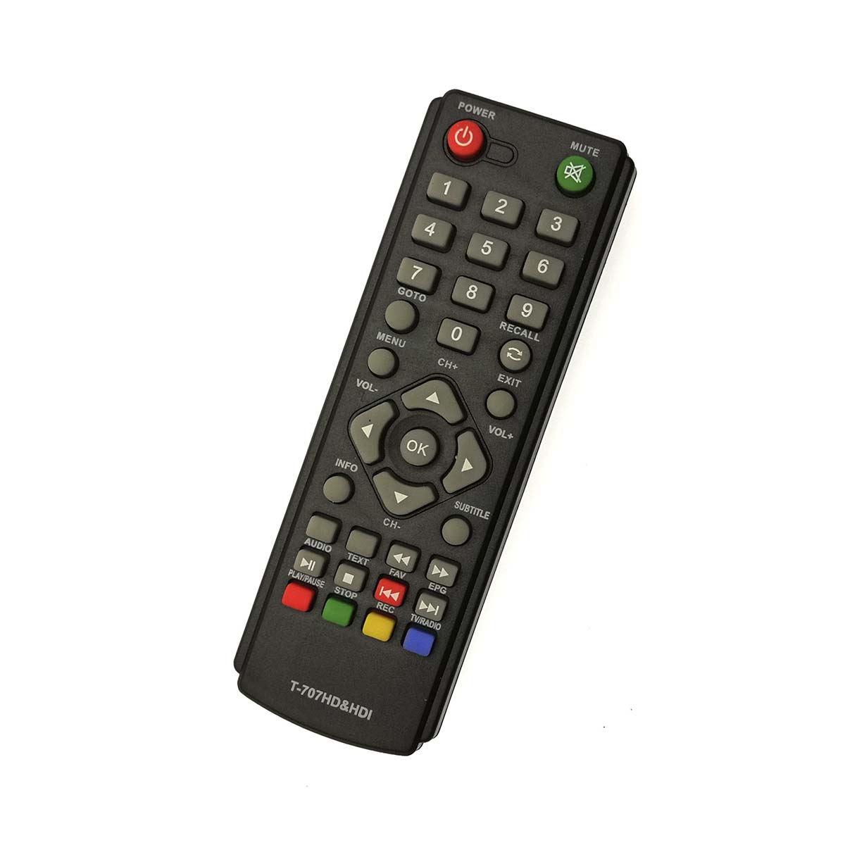 Пульт ДУ T-707HD&HDI цифровых приставок DENN, DEXP, GOLDMASTER, LUMAX, цвет черный