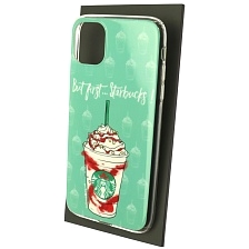 Чехол накладка для APPLE iPhone 11, силикон, рисунок But first...Starbucks