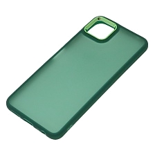 Чехол накладка для SAMSUNG Galaxy A22s 5G (SM-A226B), силикон, пластик, цвет окантовки темно зеленый
