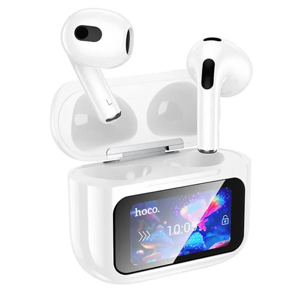 Гарнитура (наушники с микрофоном) беспроводная, HOCO EW81, сенсорный дисплей, цвет белый