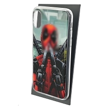 Чехол накладка для APPLE iPhone X, iPhone XS, силикон, глянцевый, рисунок DEADPOOL два пистолета