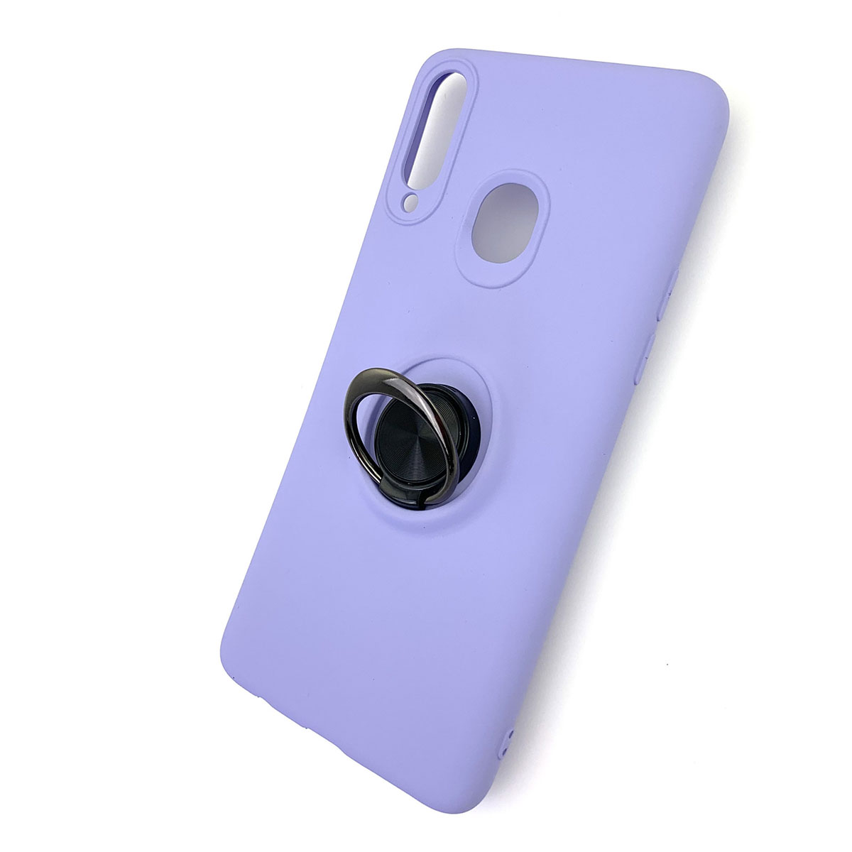 Чехол накладка для SAMSUNG Galaxy A20s (SM-A207), силикон, кольцо держатель, спиннер, цвет фиолетовый.