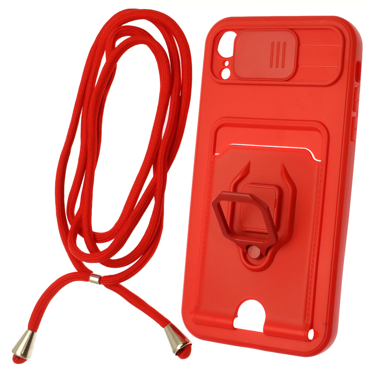 Чехол накладка MULTI FUNCTION 4 в 1 для APPLE iPhone XR (6.1), цвет красный