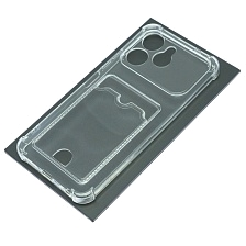 Чехол накладка CARD CASE для TECNO Spark 40, защита камеры, усиленные края, силикон, отдел для карт, прозрачный