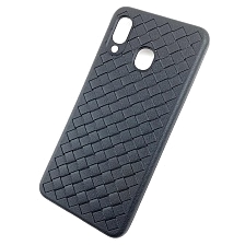 Чехол накладка для SAMSUNG Galaxy A20 (SM-A205), A30 (SM-A305), силикон, плетенный, цвет черный.