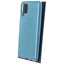 Чехол накладка SHINE для SAMSUNG Galaxy A12 (SM-A125), силикон, блестки, цвет голубой