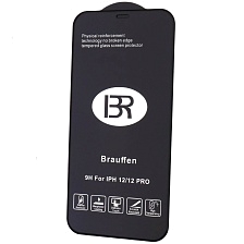 Защитное стекло 5D BRAUFFEN для APPLE iPhone 12, 12 Pro (6.1"), AAA класс, цвет окантовки черный