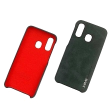 Чехол накладка X-Level VINTAGE для SAMSUNG Galaxy A40 (SM-A405), экокожа, силикон, цвет черный.