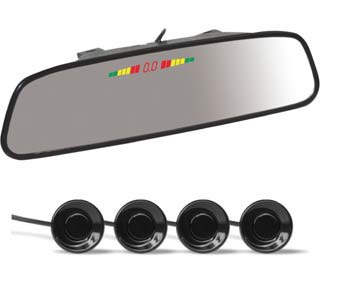 Парктроник PS-164U (4 датчика+коннекторы, Зеркало + LED Дисплей цветной) (-50%)