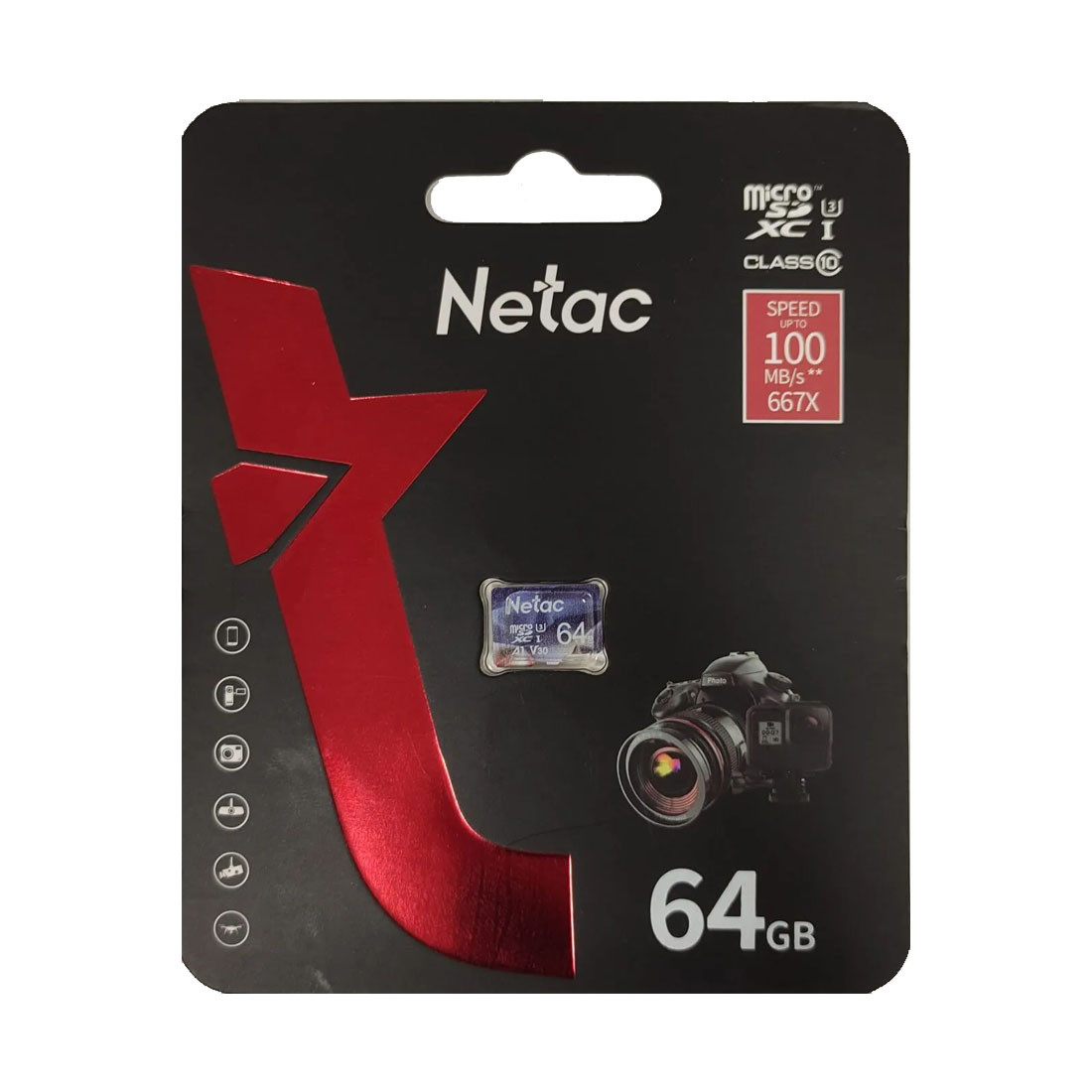 Карта памяти MicroSDXC 64GB NETAC P500 Ultra Class 10, 100MB/s, без адаптера