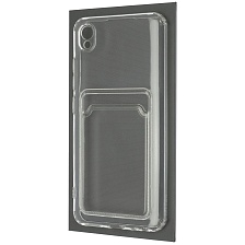 Чехол накладка CARD CASE для VIVO Y1S, силикон, отдел для карт, цвет прозрачный