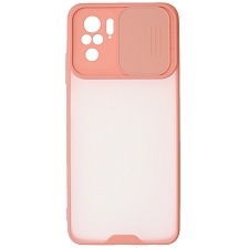 Чехол накладка LIFE TIME для XIAOMI Redmi Note 10, Note 10S, POCO M5s, силикон, пластик, матовый, со шторкой для защиты задней камеры, цвет окантовки розовый