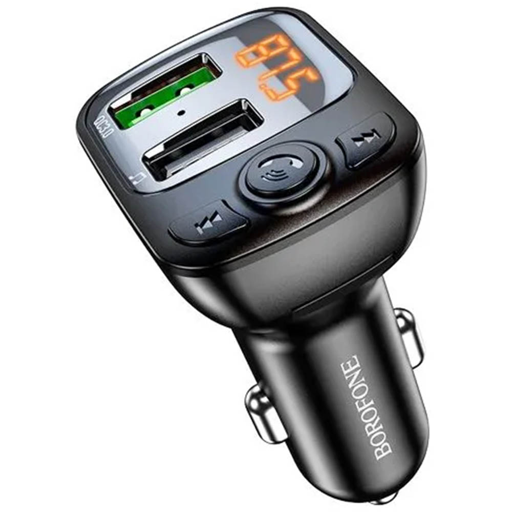 АЗУ (Автомобильное зарядное устройство) BOROFONE BC41 с FM трансмиттером, Bluetooth, 2 USB, QC3.0 18W, цвет черный