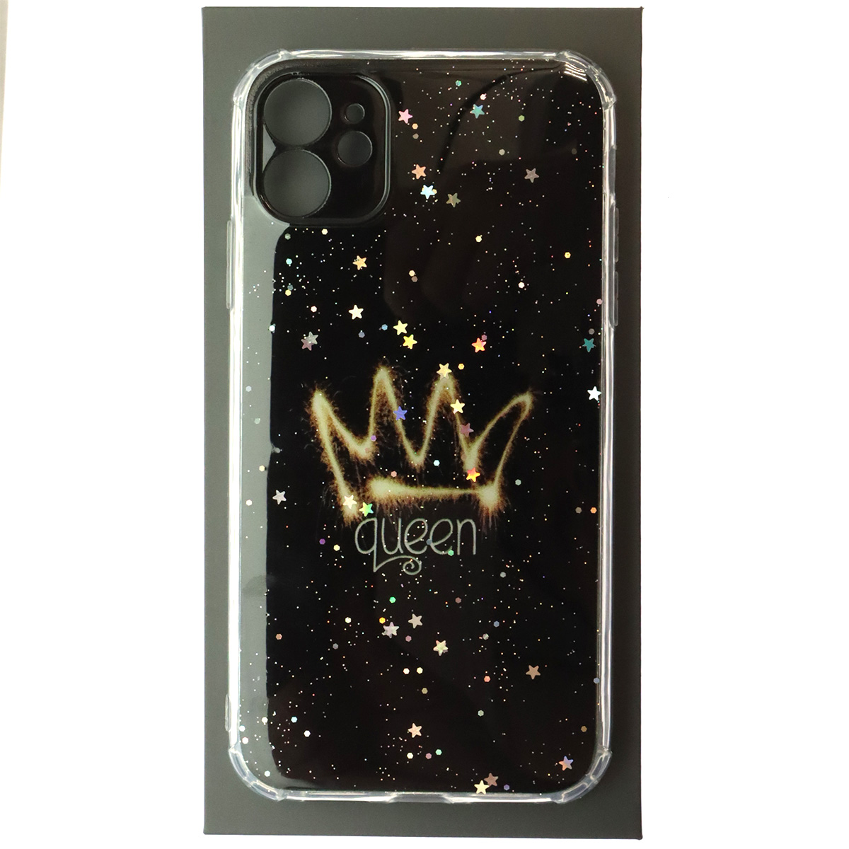 Чехол накладка для APPLE iPhone 11, силикон, глянцевый, блестки, рисунок Queen