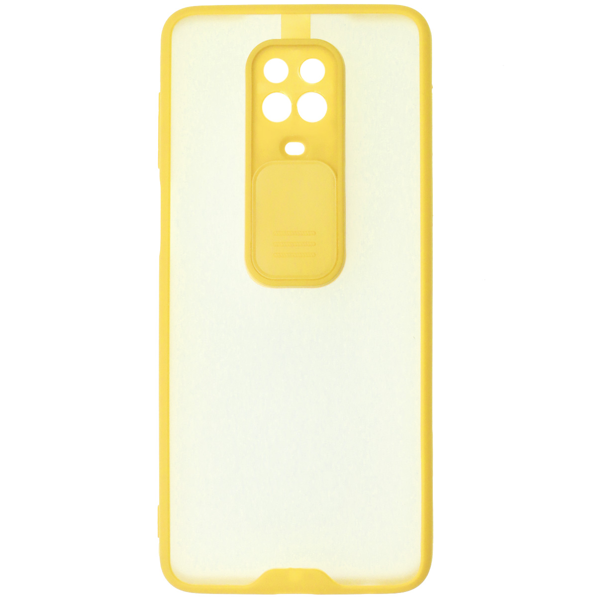 Чехол накладка LIFE TIME для XIAOMI Redmi Note 9 Pro, Redmi Note 9S, силикон, пластик, матовый, со шторкой для защиты задней камеры, цвет окантовки желтый