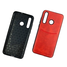 Чехол накладка ILEVEL для HUAWEI Nova 4 (VCE-LX1), силикон, под кожу, визитница, цвет красный.