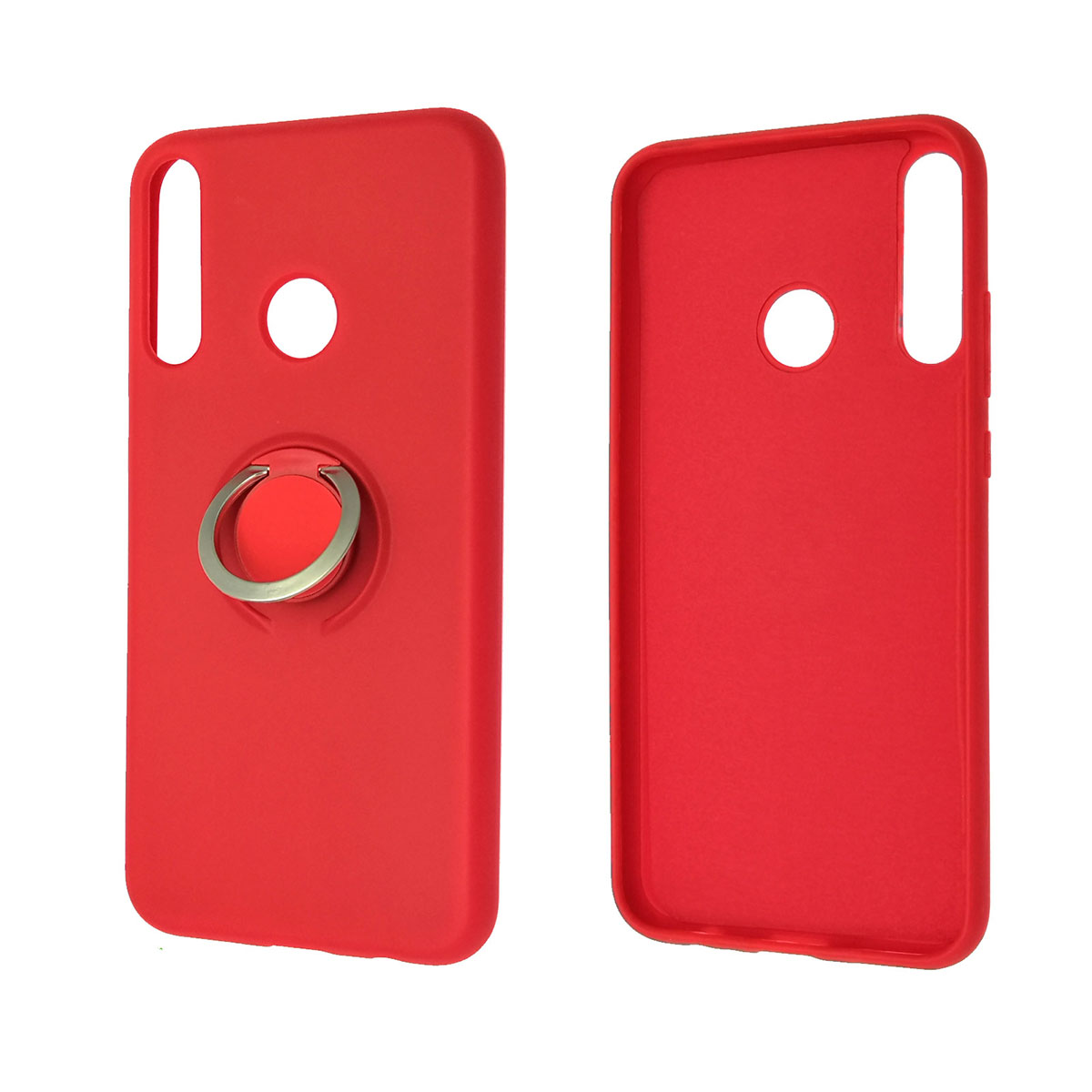 Чехол накладка RING для HUAWEI Honor 9C, P40 Lite E, Y7P, силикон, кольцо держатель, цвет красный.