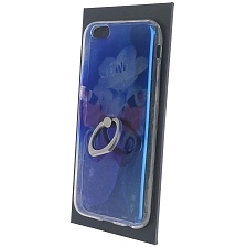 Чехол накладка для APPLE iPhone 6, iPhone 6G, iPhone 6S, силикон, кольцо держатель, рисунок Бабочка 3.