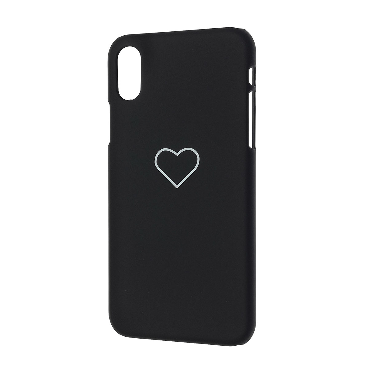 Чехол накладка для APPLE iPhone X, iPhone XS, пластик, матовый, рисунок Сердце, цвет черный.