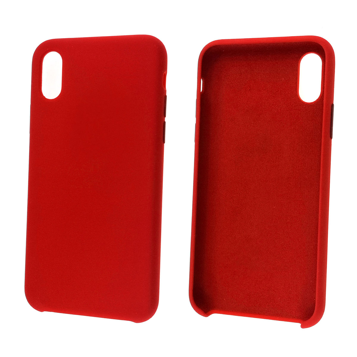 Чехол накладка Silicon Case для APPLE iPhone X, XS, силикон, бархат, цвет красный.