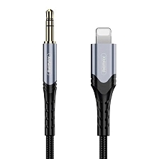 Кабель аудио переходник REMAX SOUNDY RC-C015i, Lightning 8-pin на Jack 3.5 mm AUX, длина 1.2 метра, цвет черный