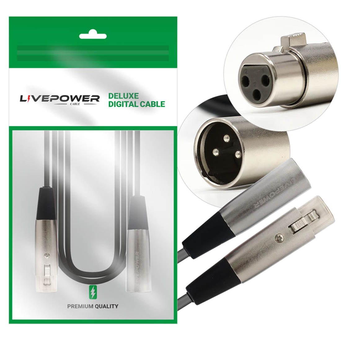 Кабель Live Power H254 XLR M - XLR F, длина 1.8 метра, цвет черный