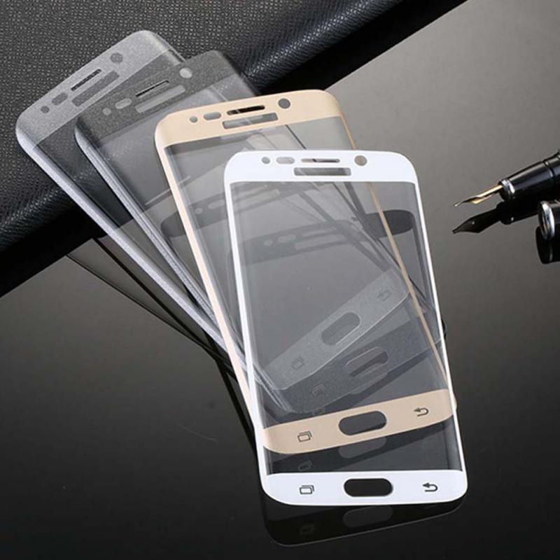 Защитное стекло 3D для SAMSUNG Galaxy S6 EDGE (SM-G925) ударопрочное прозрачное кант белый.