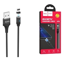 Магнитный зарядный кабель HOCO U76 Fresh Magnetic, длина 1,2 метра, с магнитной насадкой APPLE Lightning 8 pin, цвет черный | Последняя цена