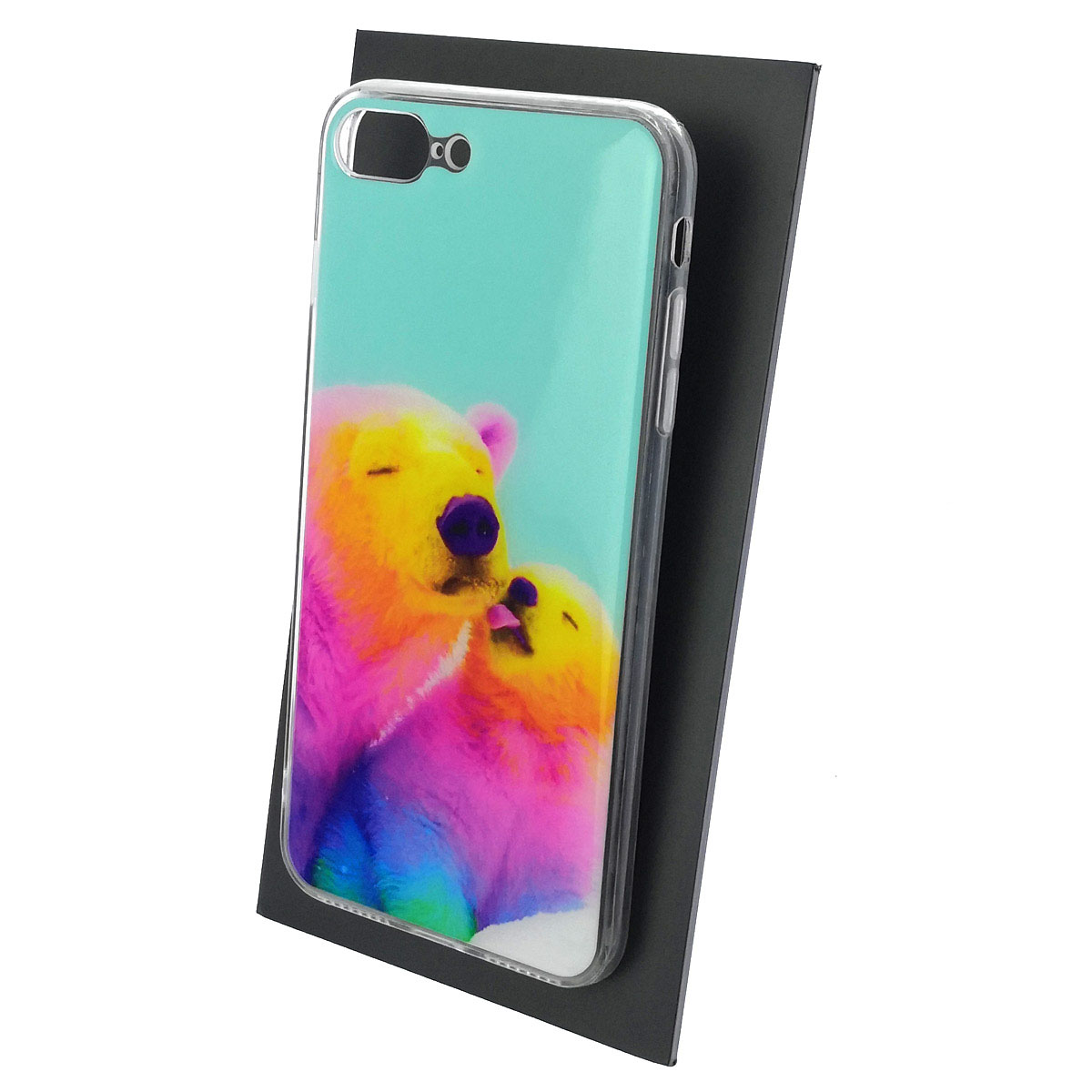 Чехол накладка для APPLE iPhone 7 Plus, iPhone 8 Plus, силикон, глянцевый, рисунок Разноцветные медведи