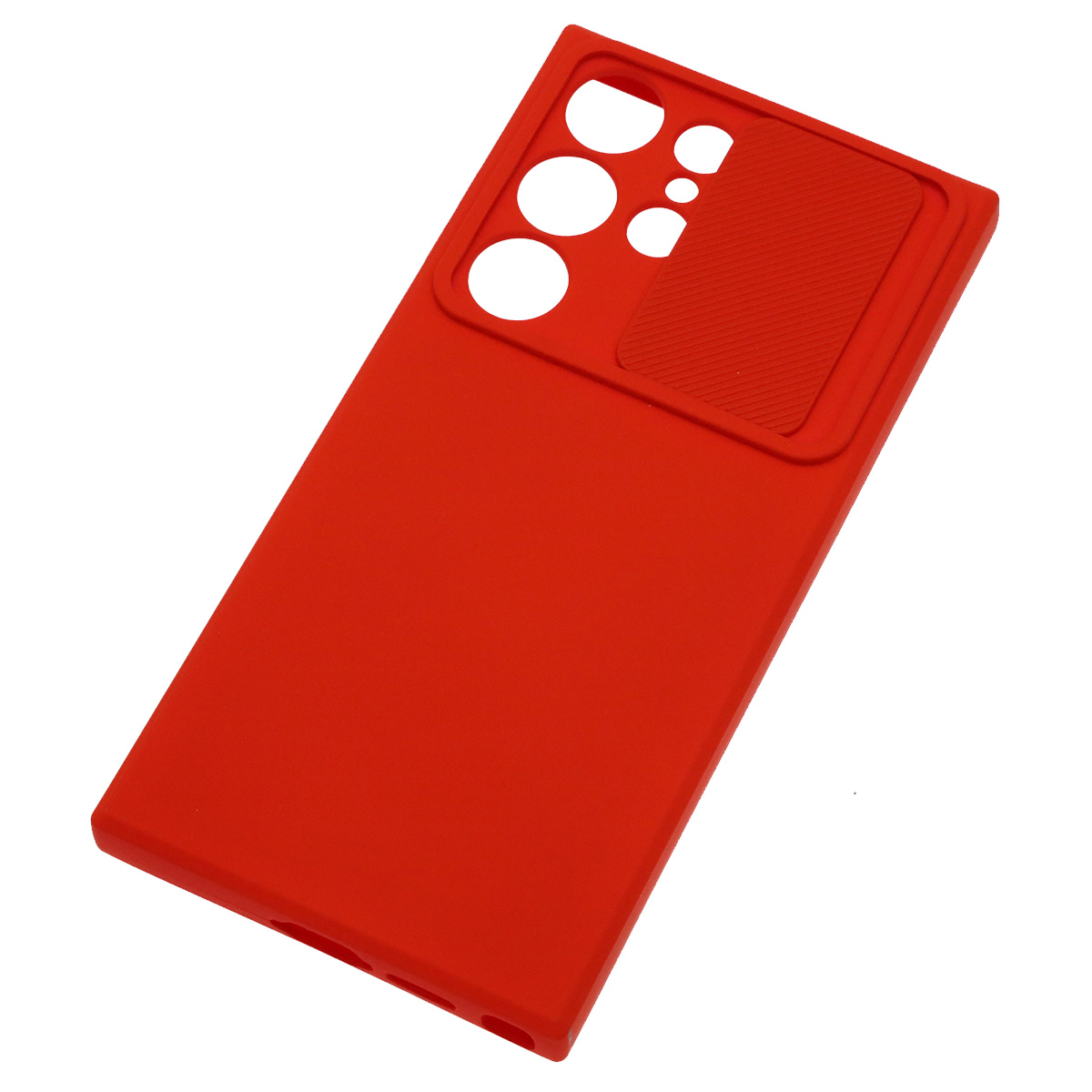 Чехол накладка для SAMSUNG Galaxy S23 Ultra, силикон, бархат, со шторкой для защиты задней камеры, цвет красный
