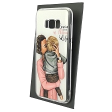 Чехол накладка для SAMSUNG Galaxy S8 Plus (SM-G955), силикон, глянцевый, блестки, рисунок Lovin The Mom Life