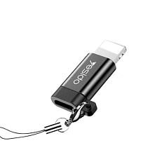 Адаптер, переходник, конвертер YESIDO GS05 Micro USB (мама) на Lightning 8 pin (папа), цвет черный