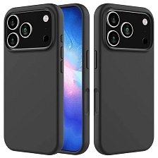 Чехол-накладка Silicone Case для Apple iPhone 17 Pro, L-ogo, бархатная подложка, цвет черный