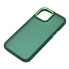 Чехол накладка для APPLE iPhone 12 Pro MAX (6.7"), силикон, пластик, цвет окантовки темно зеленый