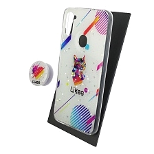 Чехол накладка для SAMSUNG Galaxy A11 (SM-A115), Galaxy M11 (M115), силикон, фактурный глянец, с поп сокетом, рисунок Likee