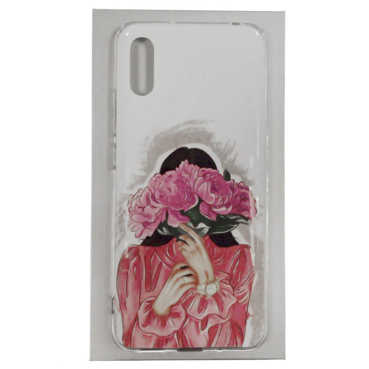 Чехол накладка для XIAOMI Redmi 9A, силикон, рисунок Девушка с букетом цветов