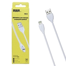 Кабель MRM MR43i Lightning 8 pin, 3А, длина 1 метр, силикон, цвет белый Кабель MRM MR43i Lightning 8 pin, 3А, длина 1 метр, силикон, цвет белый