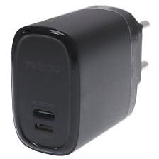 СЗУ (Сетевое зарядное устройство) YESIDO YC44 с кабелем USB Type C на Lightning 8 pin, 20W, 1 USB Type C, 1 Lightning 8 pin, длина 1 метр, цвет черный