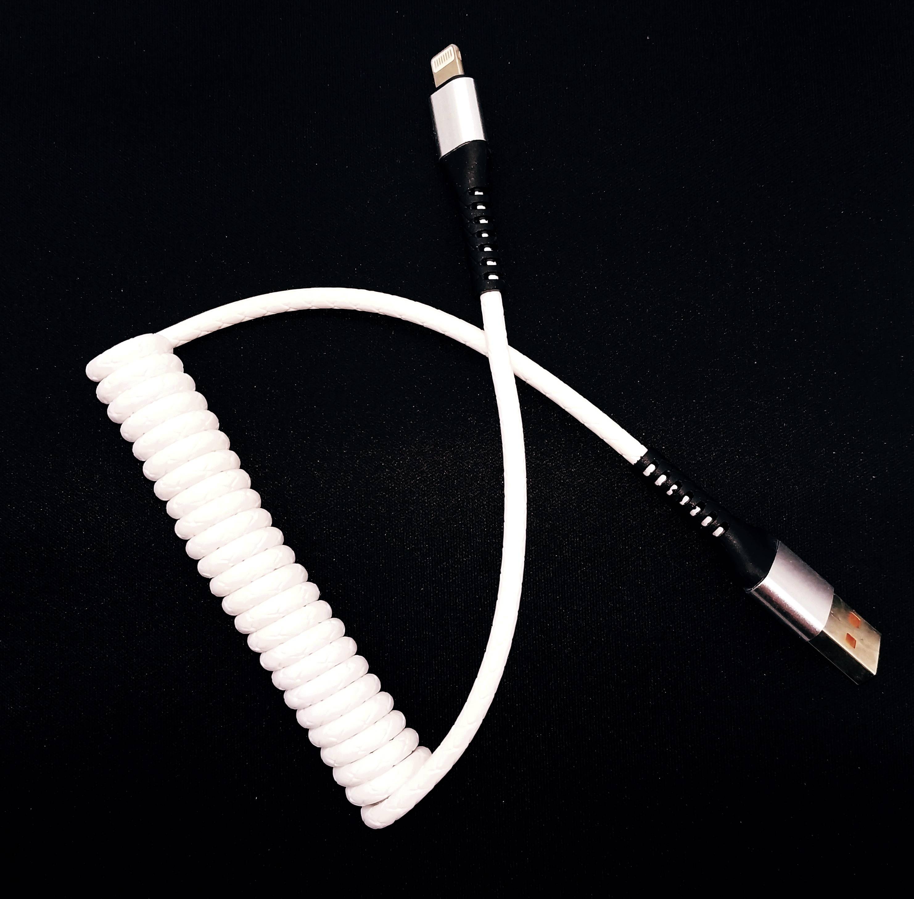 USB Дата-кабель APPLE Lightning 8-pin, витой в кожаной оплётке, 1.2 метра, 3A, цвет белый.