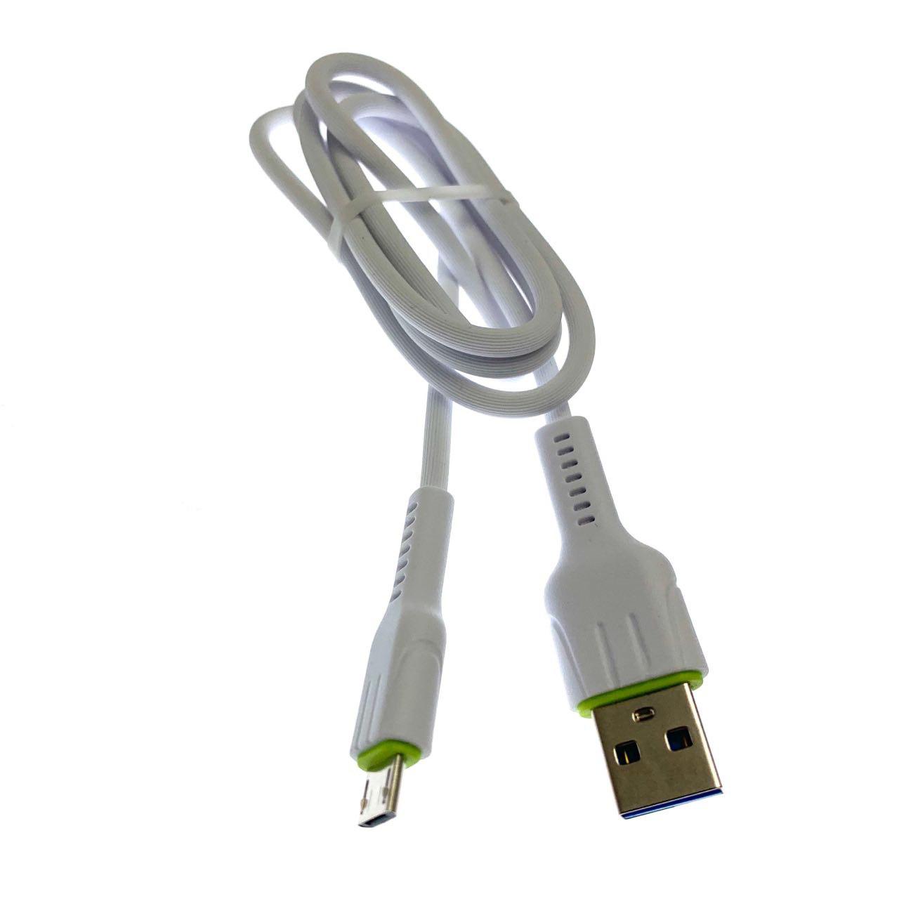 USB Дата-кабель "R30" Micro USB в силиконовой оболочке, длина 1 метр, цвет белый, полоски.