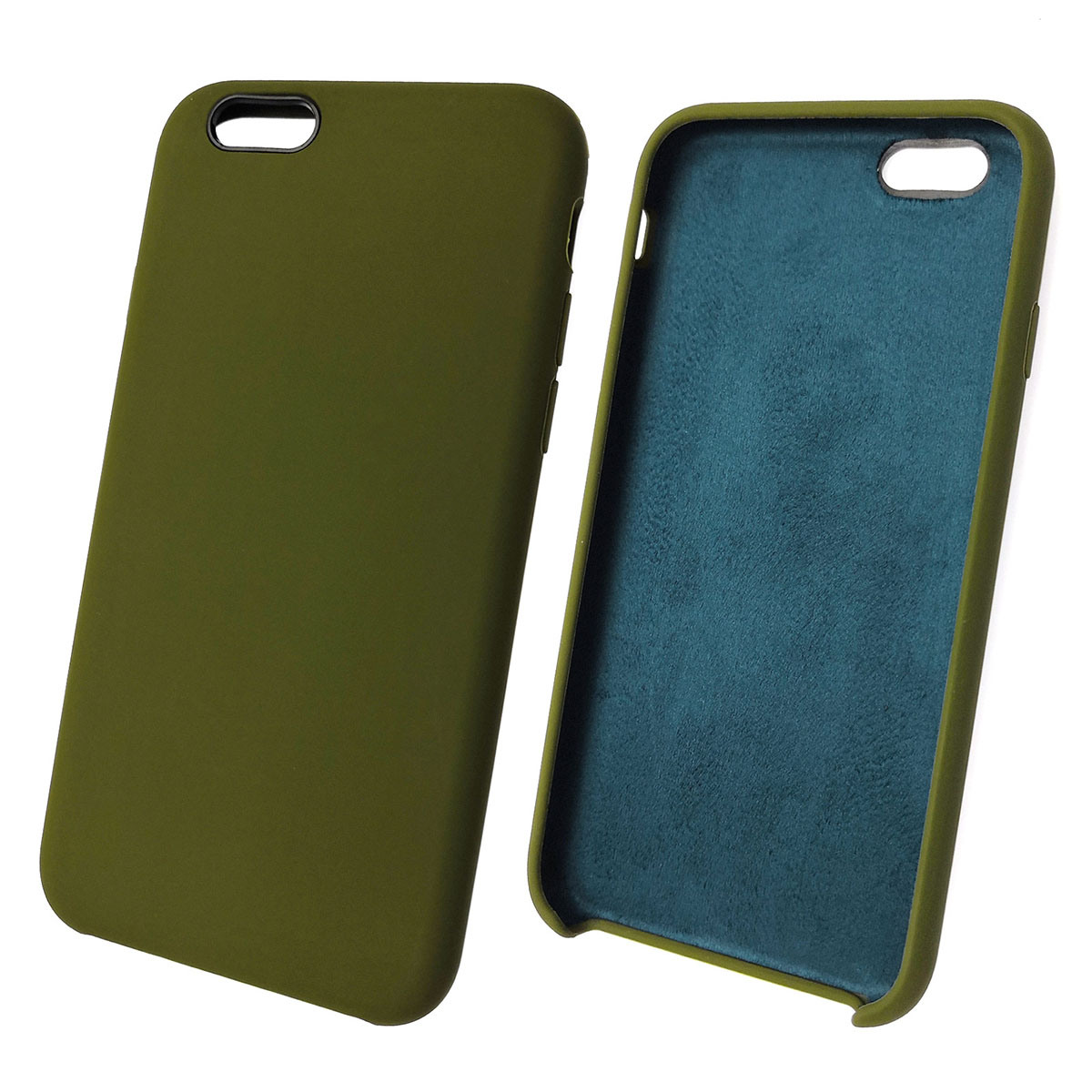Чехол накладка Silicon Case для APPLE iPhone 6, 6G, 6S, силикон, бархат, цвет болотный.