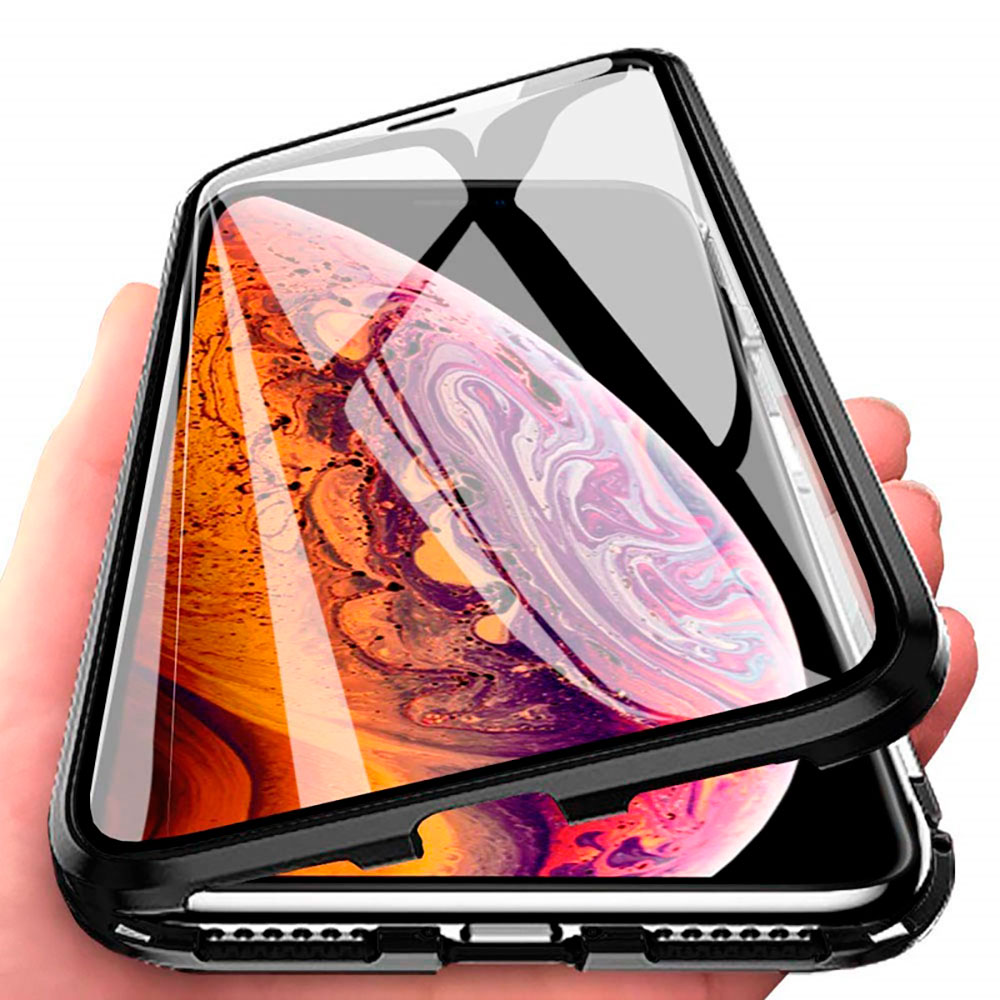Чехол магнитный для APPLE iPhone XS MAX, стекло, металл, цвет белый.