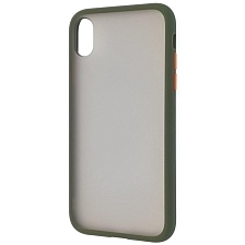 Чехол накладка SKIN SHELL для APPLE iPhone XR, силикон, пластик, цвет окантовки хаки