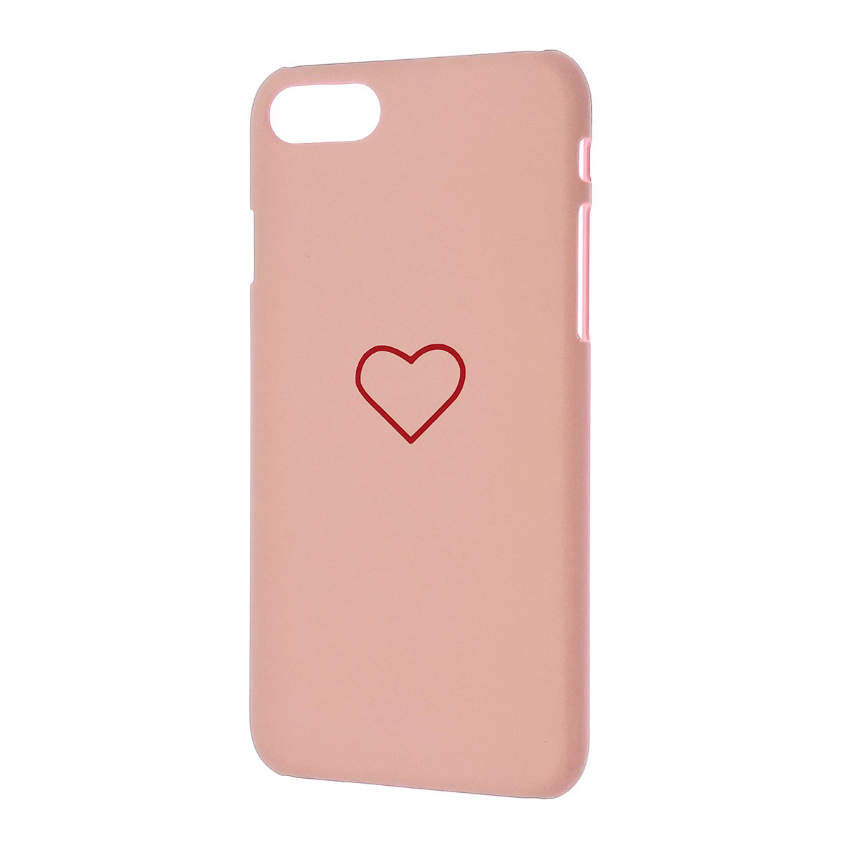 Чехол накладка для APPLE iPhone 7, iPhone 8, пластик, матовый, рисунок Сердце, цвет розовый.