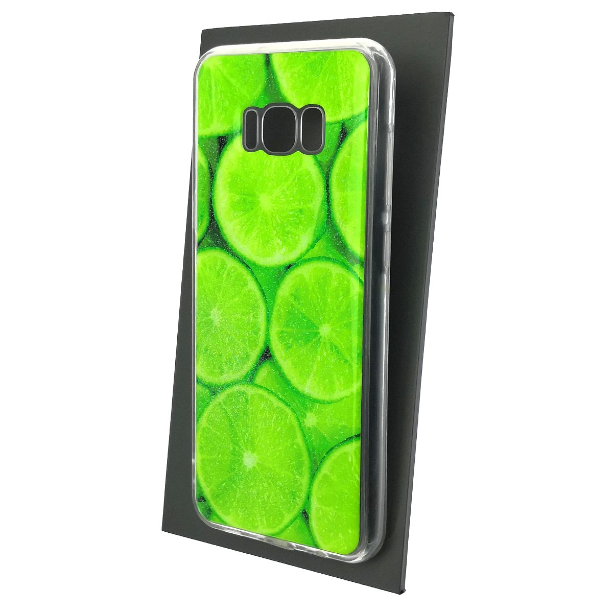 Чехол накладка для SAMSUNG Galaxy S8 Plus (SM-G955), силикон, глянцевый, блестки, рисунок Зеленый лайм